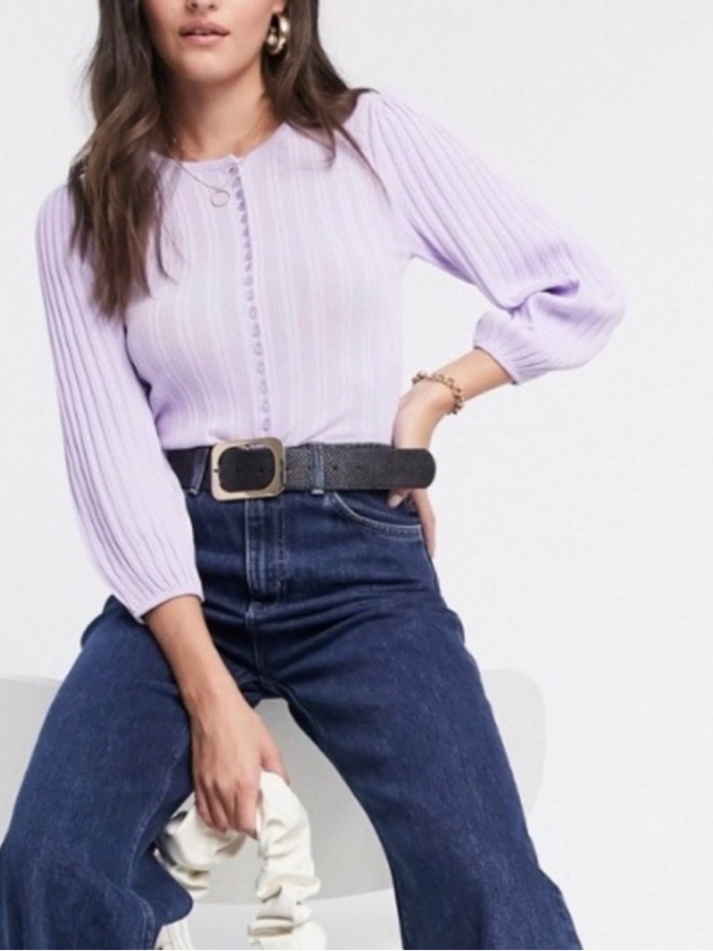 mango light purple lavender button cardigan ribbed